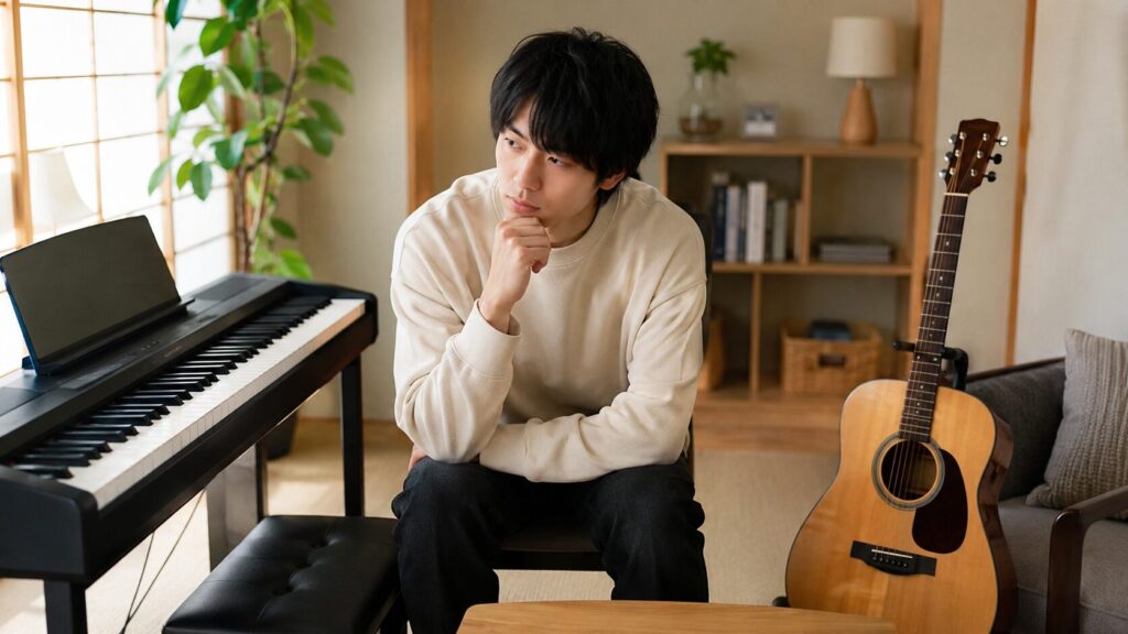 ピアノとギターのどちらが簡単か考える初心者の日本人男性