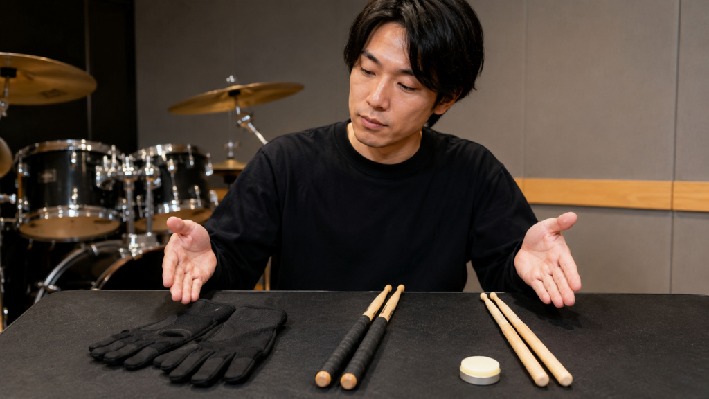 ドラムグローブとグリップテープやワックスの滑り対策比較